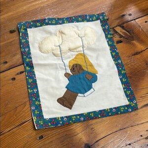 Vintage Handmade Paddington Quilt Patch with Floral Border
